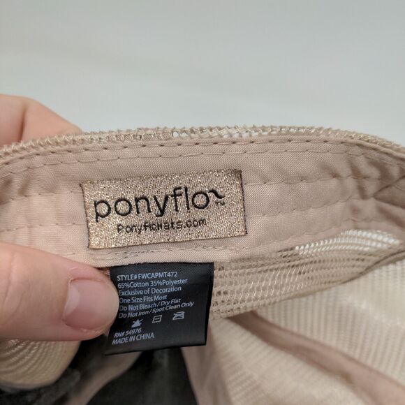 Women's Ponyflo Gray Denim Baseball Hat Cap Meshback Distressed One Size - Picture 8 of 8